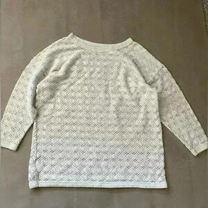 Oversized Cream loose knit Top Bohemian style Vintage Top